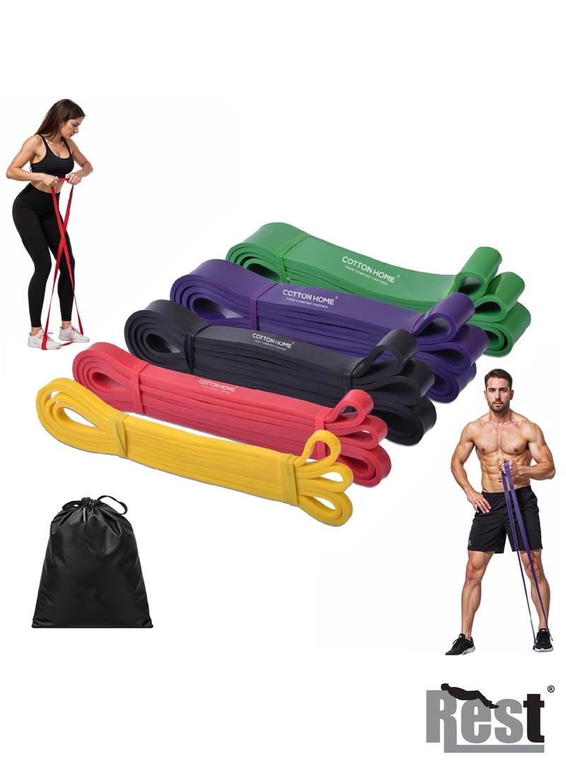 REST Resistance Bands Set – 5-Level Fabric Exercise Bands for Working Out, Non-Slip Multi-Colored Fitness Bands for Legs, Glutes, Yoga, Rehab & Home Gym Training (Set of 5) - Image 2